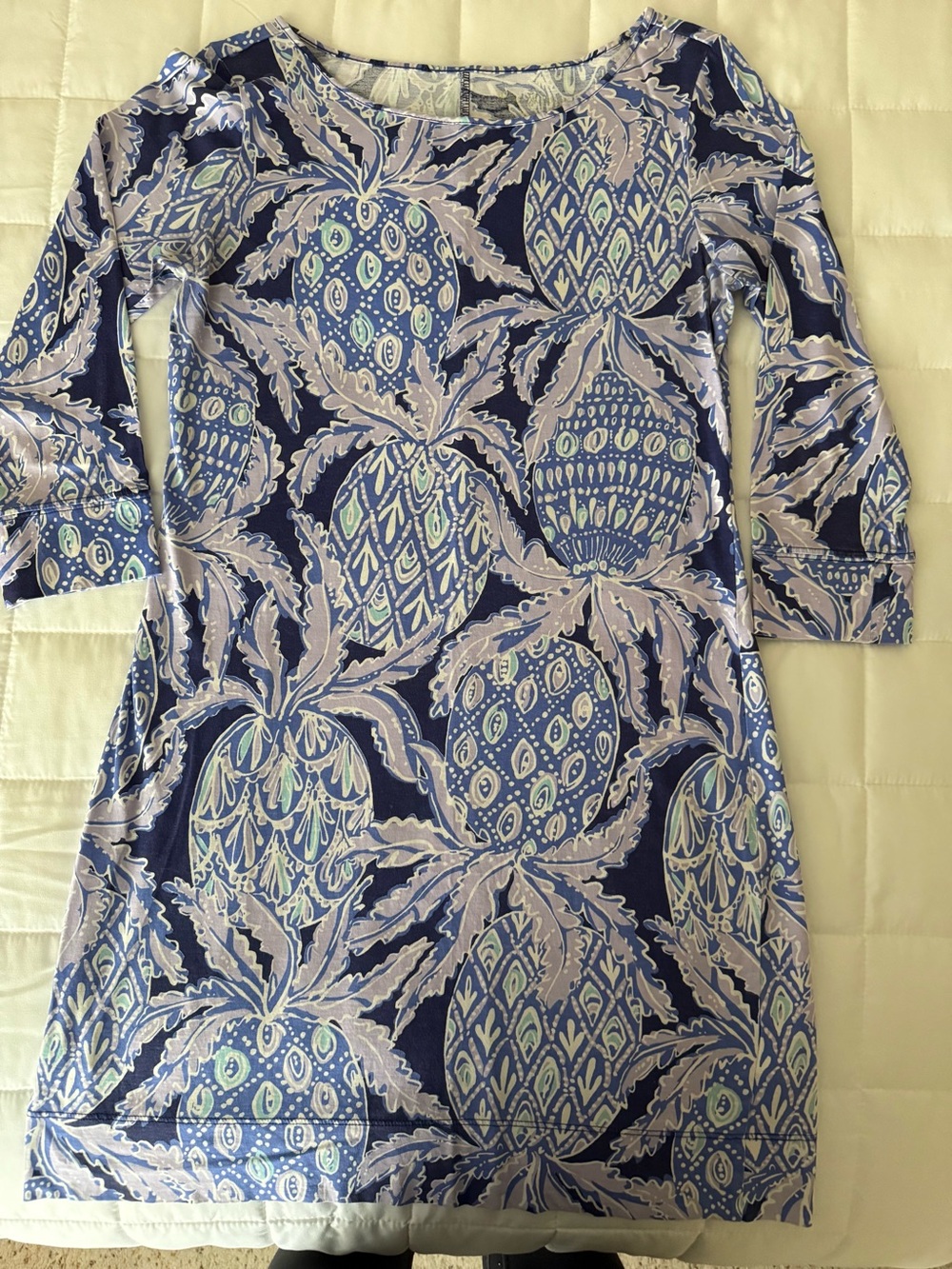 Lilly Pulitzer Navy, Lavender and Mint Pineapple-Print Shift Dress